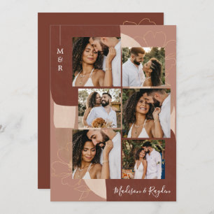Moderne Elegante Terracotta Abstrakt 6 Foto Hochze Einladung