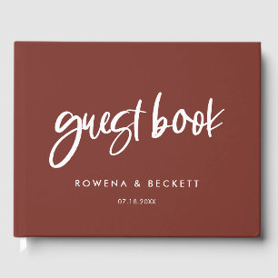 Moderne, elegante Terracotta-Hochzeit Gästebuch