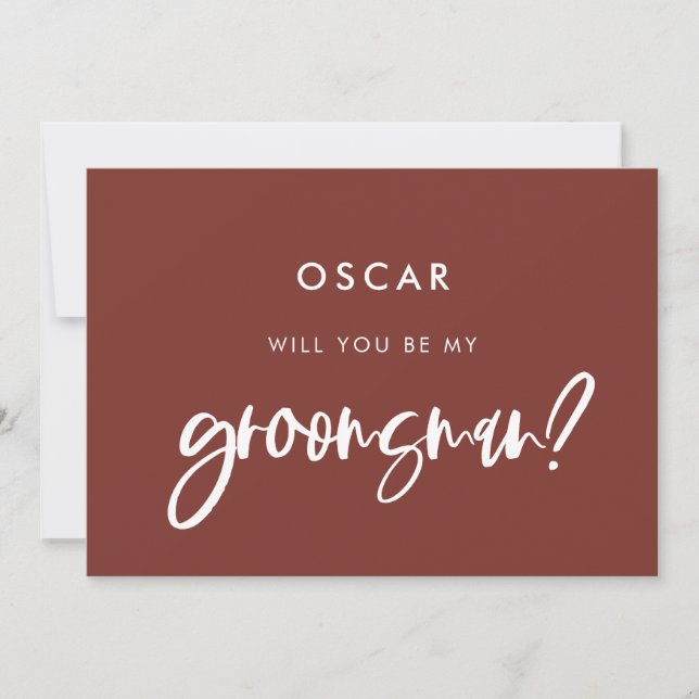 Moderne, elegante Terracotta Trauzeuge Angebotskar Einladung (Vorderseite)