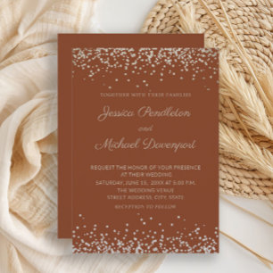 Moderne elegante Terrakotta-Gold-Glitter-Hochzeit  Einladung