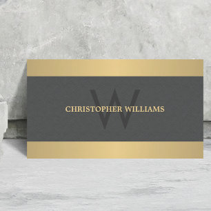 Moderne elegante Textur Grau Faux-Gold-Monogramm Visitenkarte