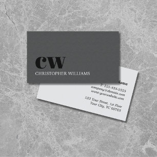 Moderne elegante Textur Gray Bold Monogram Visitenkarte