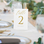 Moderne, elegante Tischnummern<br><div class="desc">Elegante und moderne Tischnummern der Goldhochzeit - Diese eleganten Hochzeitsfeiern sind mit einer romantischen Goldkalligraphie-Schrift versehen. Ändern Sie Ihre Namen und fügen Sie sie Ihrem Warenkorb individuell hinzu.</div>