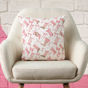 Moderne Elegante Trendige Rosa Schleife Cowgirl Kissen
