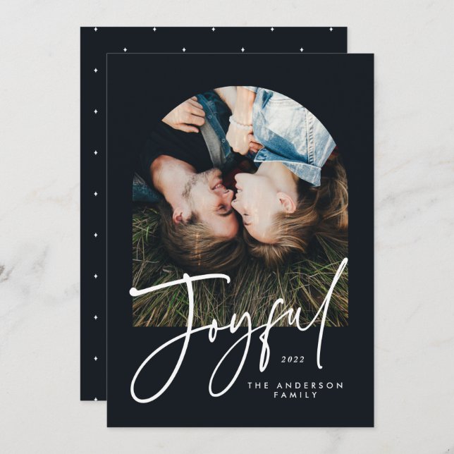 Moderne, elegante Trendtypografie schwarz 1 Foto (Vorne/Hinten)