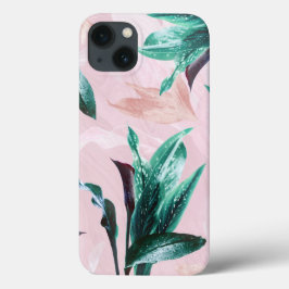 Moderne elegante tropische Blume Rosa Grün Case-Mate iPhone Hülle