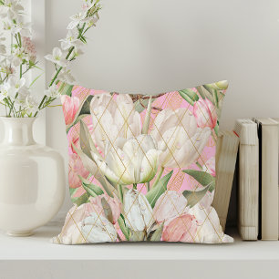Moderne Elegante Tulips mit goldenem Muster Kissen
