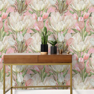 Moderne Elegante Tulips mit goldenem Muster Tapete
