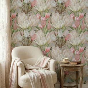 Moderne elegante Tulpen mit Goldmuster Tapete