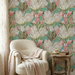 Moderne elegante Tulpen mit Goldmuster Tapete