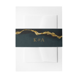 Moderne elegante Türkis Gold Agate Hochzeit Einladungsbanderole