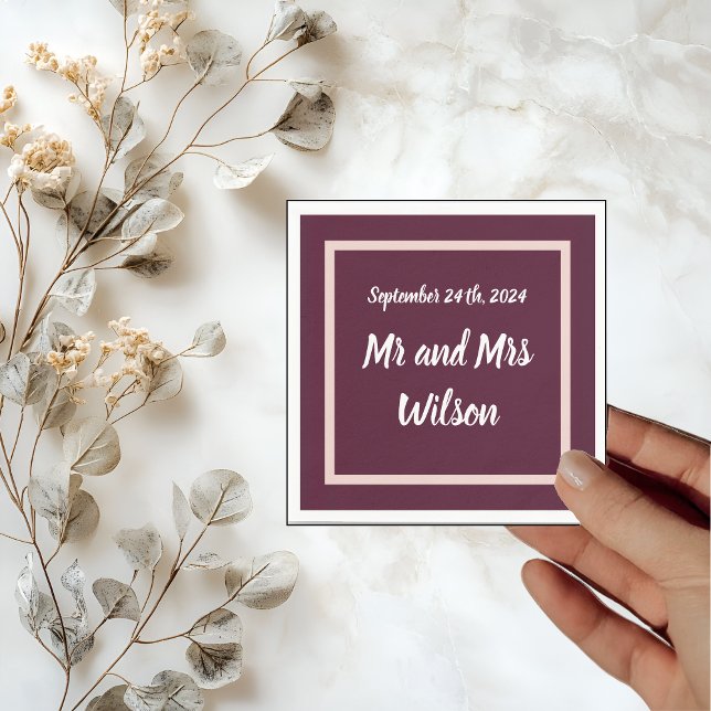 Moderne Elegante Typografie auf Lila Rose Gold Serviette (Von Creator hochgeladen)