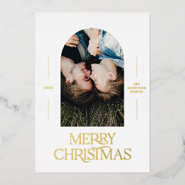 Moderne, elegante Typografie - Blau des Fotos Weih Folien Feiertagskarte