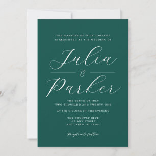 Moderne elegante Typografie Emerald Green Wedding Einladung