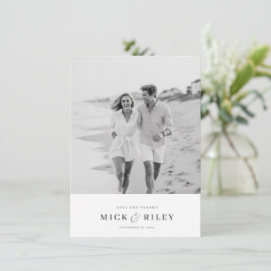 Moderne, elegante Typografie-Foto Hochzeit Dankeskarte