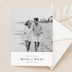 Moderne elegante Typografie Foto-Hochzeit Dankeskarte