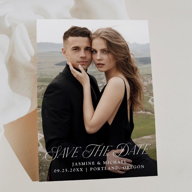 Moderne, elegante Typografie-Foto Hochzeit Save The Date (Von Creator hochgeladen)