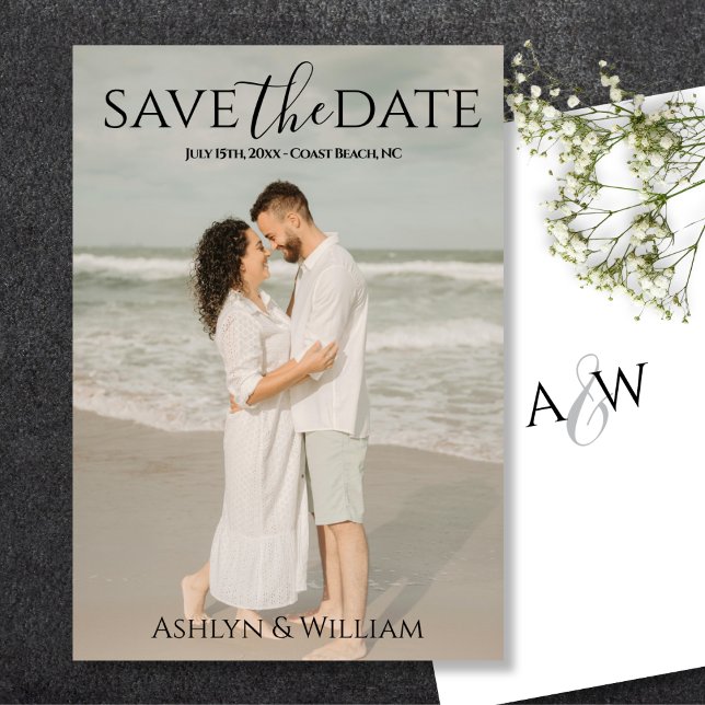 Moderne elegante Typografie Foto  Save The Date (Von Creator hochgeladen)