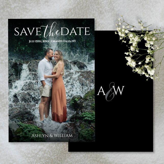 Moderne elegante Typografie Foto  Save The Date (Von Creator hochgeladen)