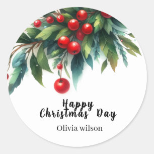 Moderne elegante Typografie Frohe Weihnachten Runder Aufkleber