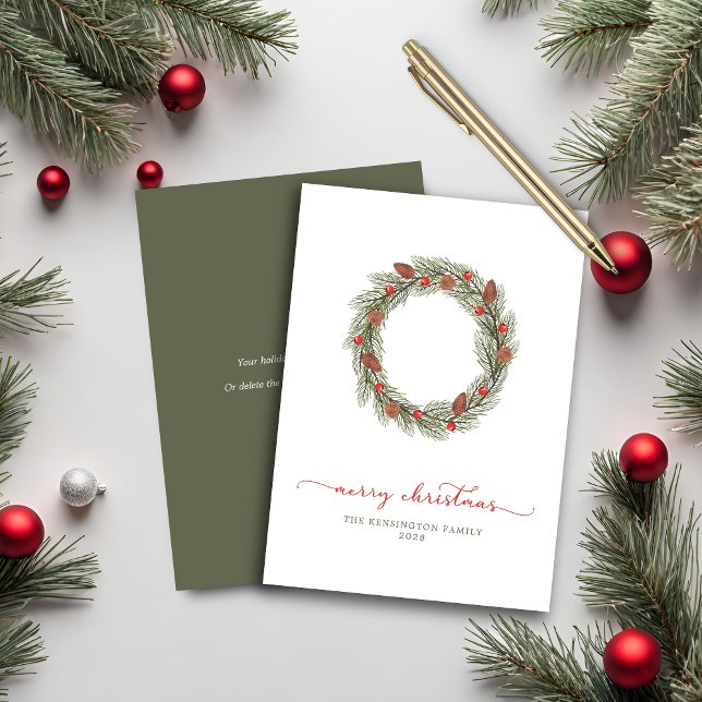 Moderne elegante Typografie Frohe Weihnachtsfeier (Modern Elegant Typography Merry Christmas Wreath Card)