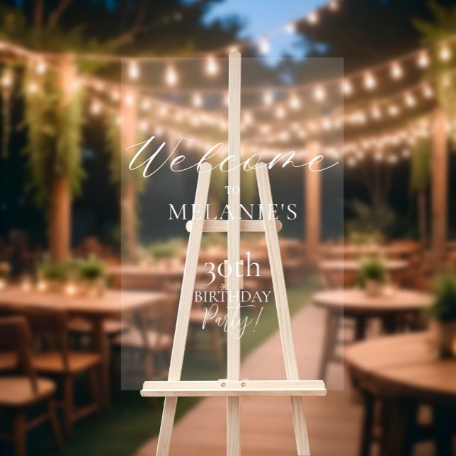 Moderne Elegante Typografie Geburtstag Willkommen Acrylschild (Modern Elegant Typographic Birthday Welcome Acrylic Sign
)