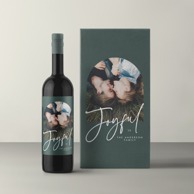 Moderne elegante Typografie grün fröhlich Weihnach Mittlere Geschenktüte (Von Creator hochgeladen)