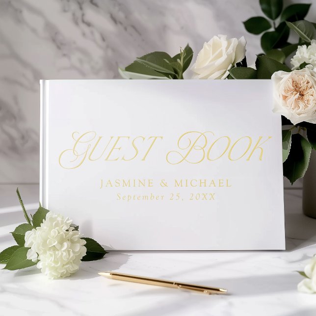 Moderne elegante Typografie-Hochzeit Gästebuch (Von Creator hochgeladen)