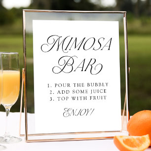 Moderne elegante Typografie Hochzeit Mimosa Bar Sc Poster