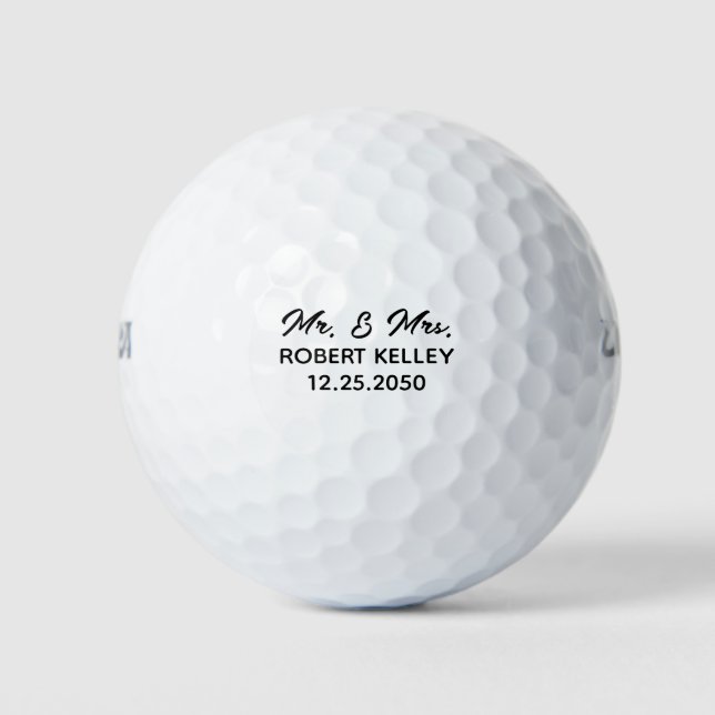 Moderne Elegante Typografie Mr. & Mrs. Gastgeschen Golfball (Vorderseite)