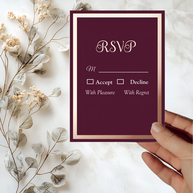 Moderne elegante Typografie Rose Gold RSVP Card Folieneinladung (Von Creator hochgeladen)
