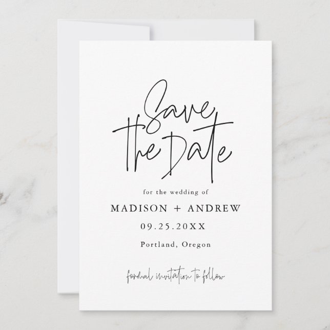 Moderne elegante Typografie Save The Date (Vorderseite)