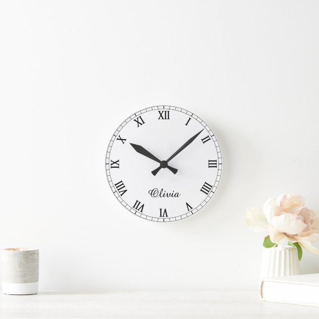 Moderne elegante Uhr mit Ihrem Namen (Zuhause)