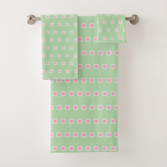 Moderne elegante und stilvolle hellgrüne Muster Badhandtuch Set (Insitu)