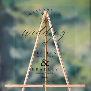 Moderne elegante und transparente Hochzeit Willkom Acrylschild