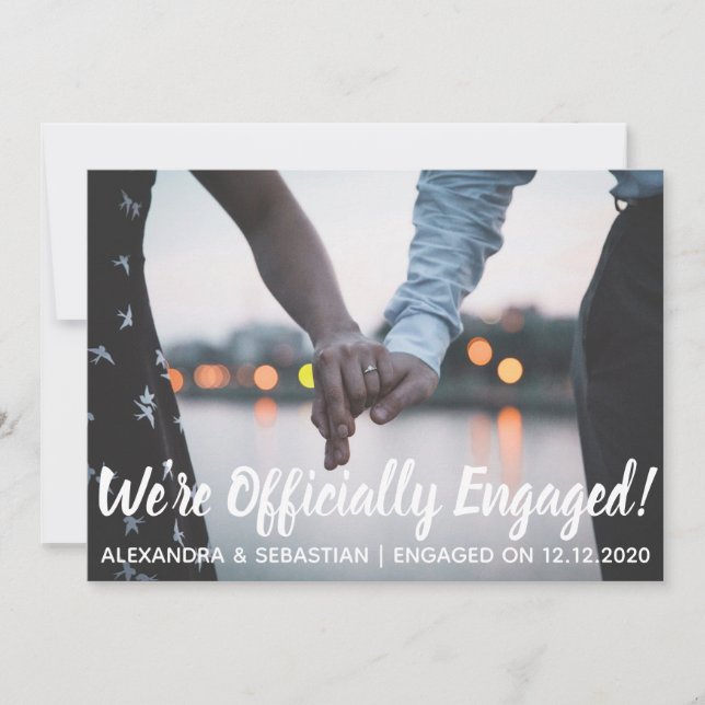 Moderne Elegante Verlobte Ferienwohnung Feiertagskarte (Vorderseite)