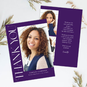 Moderne Elegante Vertikale Drei-Foto-Abschluss Dankeskarte