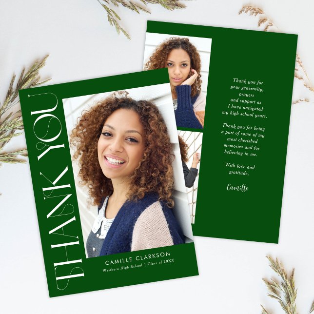 Moderne Elegante Vertikale Drei-Foto-Abschluss Dankeskarte (Von Creator hochgeladen)