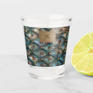 Moderne elegante Vintage-Leder farbenfrohe Diamant Schnapsglas