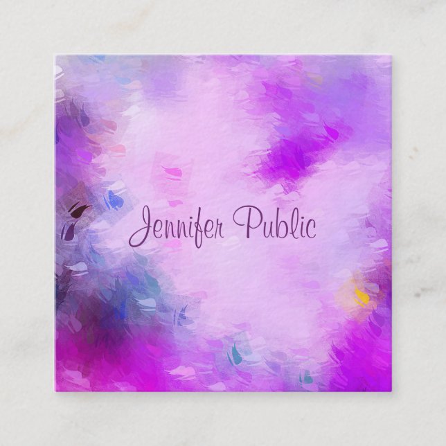 Moderne elegante Vorlage für kalligraphische Skrip Quadratische Visitenkarte (Vorderseite)