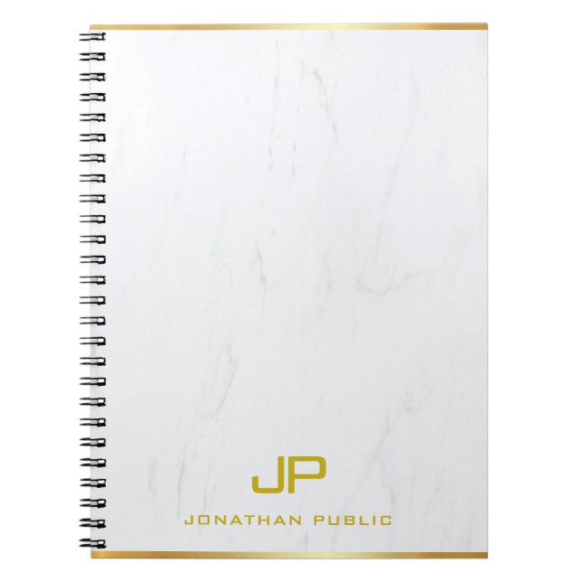 Moderne, elegante Vorlage für Monogramm-Marmor Notizblock (Vorderseite)