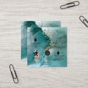 Moderne Elegante Wasserfarbe Aquamarin Candle Care Quadratische Visitenkarte