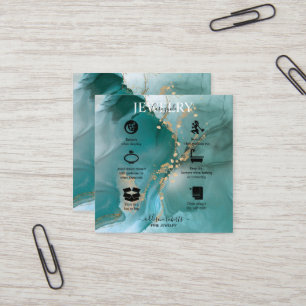 Moderne Elegante Wasserfarbe Aquamarine Juwelierpf Quadratische Visitenkarte