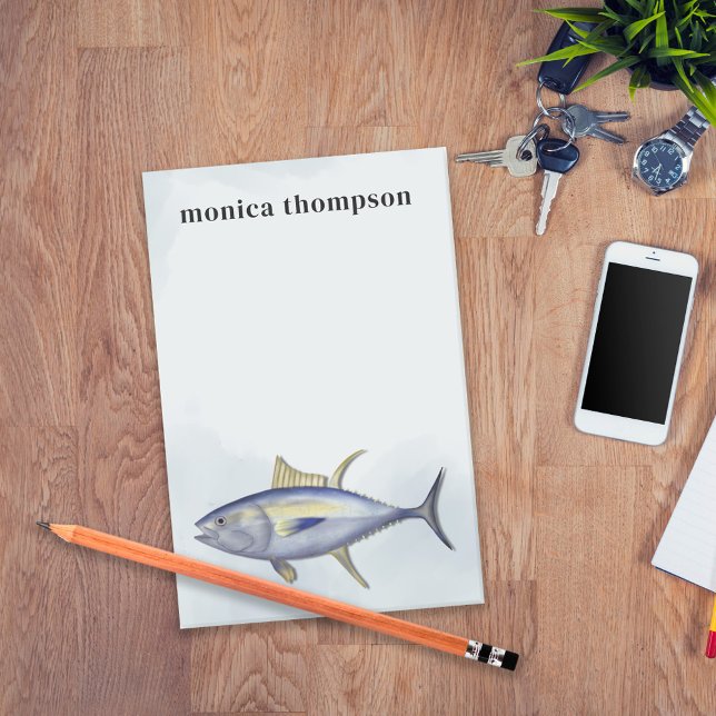 Moderne Elegante Wasserfarbe Einfache Thunfischfän Post-it Klebezettel (Von Creator hochgeladen)