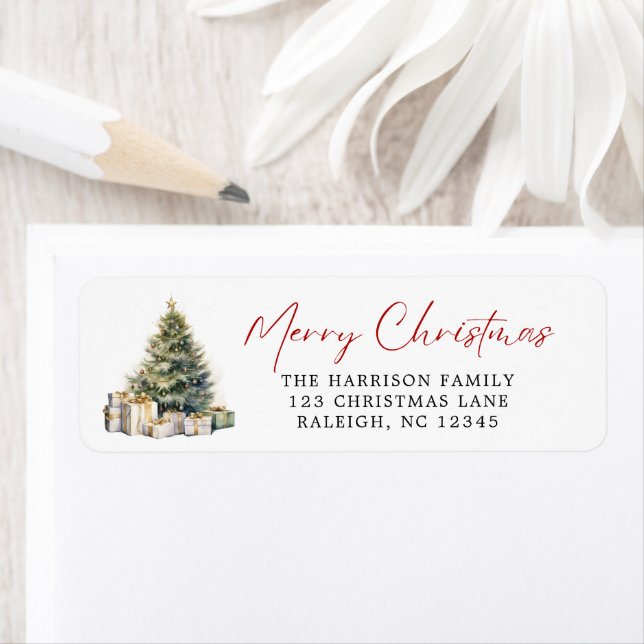 Moderne Elegante Wasserfarbe Frohe Weihnachtsbaum (Insitu)