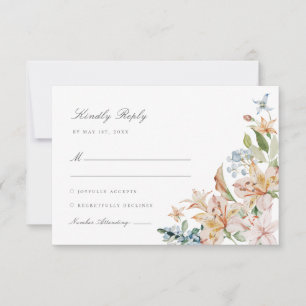 Moderne elegante Wasserfarbe Frühlingsblumen-Hochz RSVP Karte