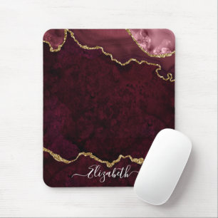 Moderne elegante Wasserfarbe Marmor Geode Rosen Go Mousepad