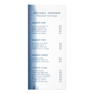 Moderne elegante Wasserfarbe Navy Blau Preisliste Werbekarte