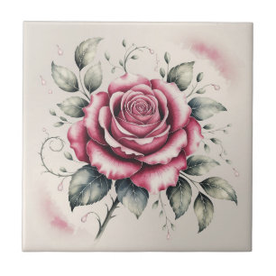 Moderne elegante Wasserfarbe schöne rosa Rose Fliese