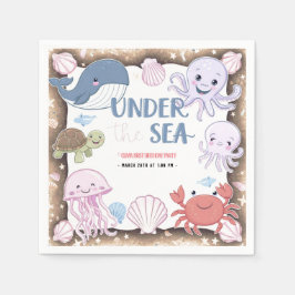 Moderne, elegante Wasserfarbe unter dem Meeresgebu Serviette